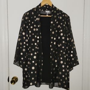 Avenue || (18/20) Black and Metallic Polka Dot Shirt and Tank 2 Piece Set